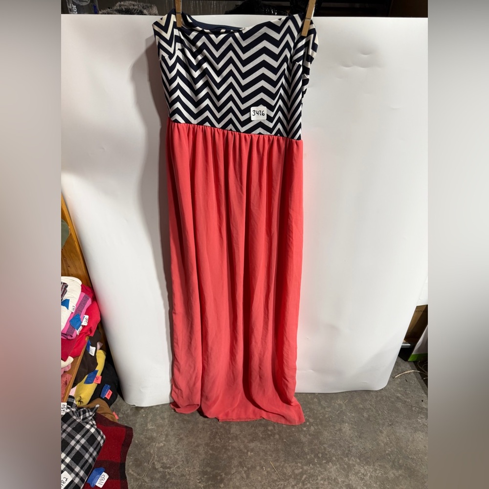 #3326-Sweet Storm Navy and White Smocked Maxi Dress